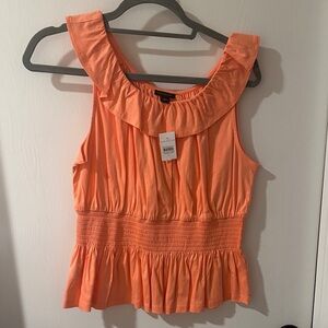 Ann Taylor Coral Ruffle Blouse